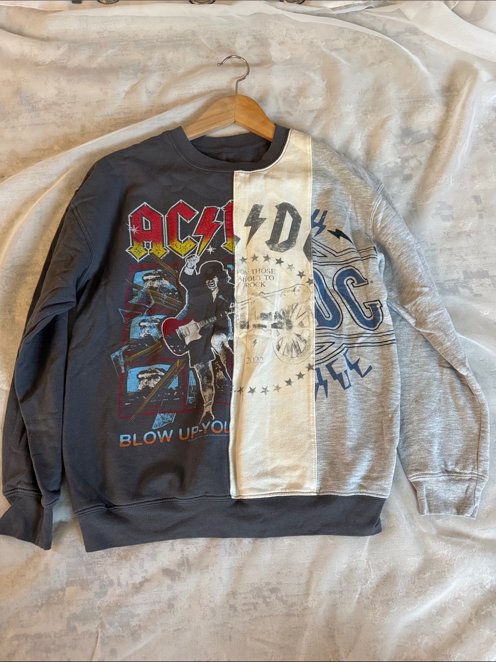 AC/DC Heavy Metal Rock Band Gray/White Sweatshirt
